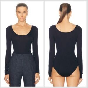 NWT GABRIELA HEARST Black Cashmere Silk Long Sleeve Emily Bodysuit Sz XL